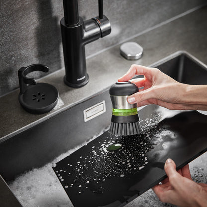 Четка за миене на съдове с отцедник SWIFT черно/сребристо